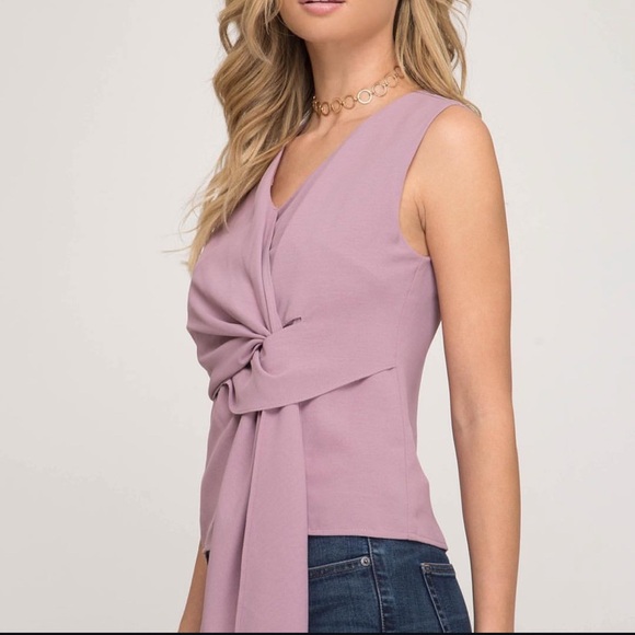 She + Sky Tops - She & Sky Mauve Pink Sleeveless Top